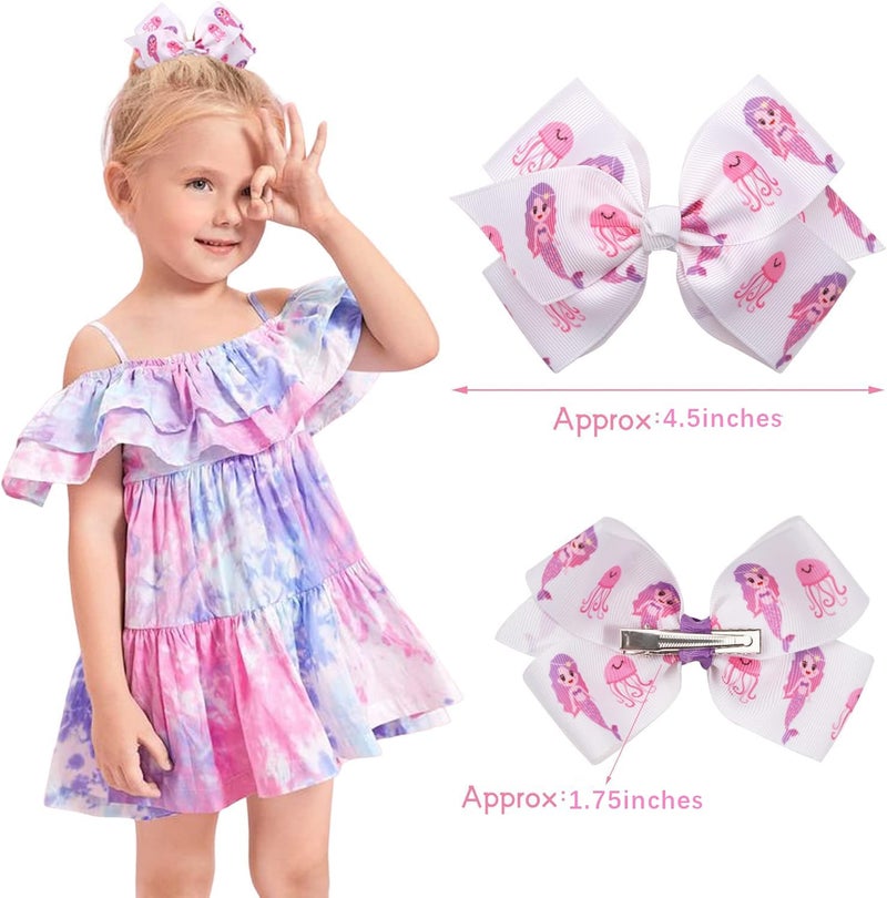 CellElection 24PCS 4.5Inch Bows for Girls Boutique Grosgrain Ribbon Rainbow Hair Bow Alligator Hair Clips Pigtail Bows Unicorn Hair Clips for Baby Girls Toddler Kids Children Teens in Pairs - Image 2